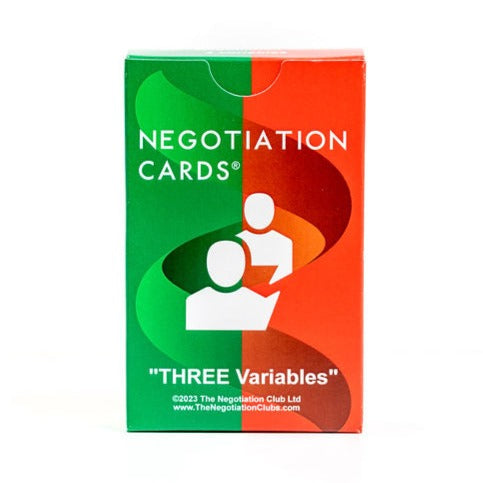 A deck of Negotiation Cards with 3 Variables.